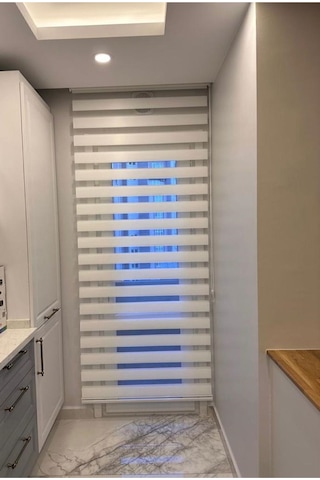 Bambu Krem Zebra Stor Perde Etek Dilimsiz Krem