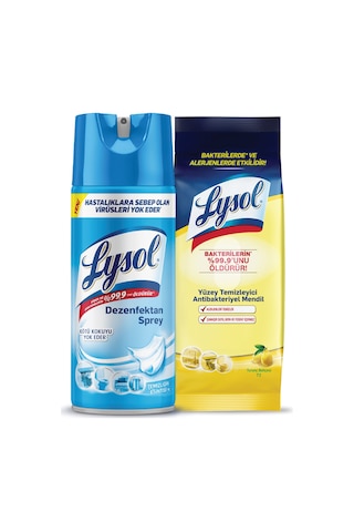 Lysol Dezenfektan Sprey Temizliğin Esintisi 400 ML + Antibakteriyel Islak Mendil 72'li