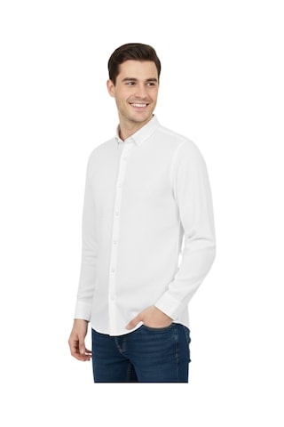 Rasstmen Erkek Spor Slim Fit Uzun Kol Petek Dokulu Gömlek Bgl-st04823 Beyaz