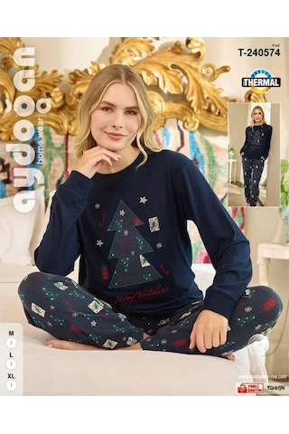 Aydoğan Kadın Bisiklet Yaka Termal Pijama Takımı 240574l- 1 Adet Lacivert
