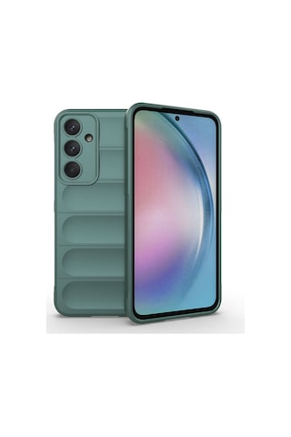 Galaxy Uyumlu A55 Kılıf Esnek Tpu Oyuklu Arka Yüzey Tasarımlı Zore Etnik Silikon Kapak Koyu Yeşil