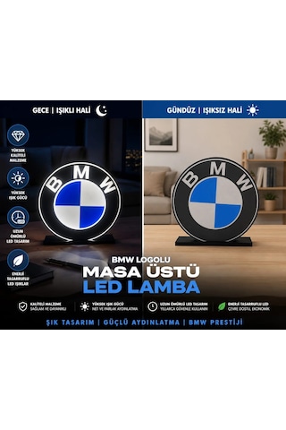 Bmw Masa Lambası , Bmw Logolu Led Işıklı Masa Lambası , Bmw Gündüz Gece Masa Lambası Siyah
