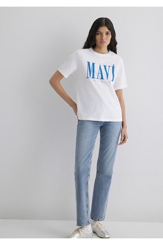 Mavi - Mavi Logo Baskılı Beyaz Tişört 1611990-620 Beyaz