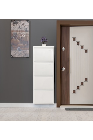 Kaser Metal 4'Lü Metal Ayakkabılık Beyaz