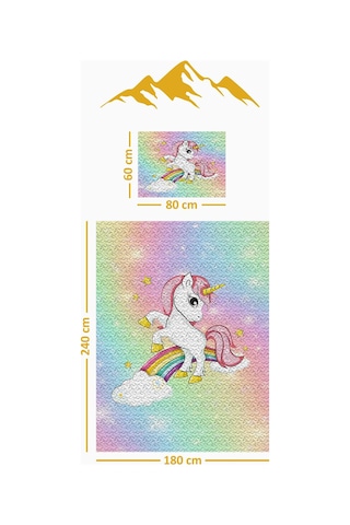 Unicorn Desenli Kadife Kumaş Çocuk Yatak Örtüsü Seti 2 Parça Tky0022 Çok Renkli