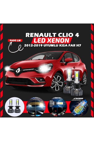Renault Clio 4 2012-2019 Kısa Far Uyumlu Şimşek Etkili Led Xenon Pro Series H7