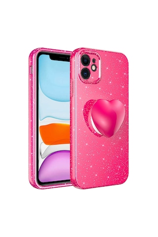 Apple Uyumlu iPhone 11 Kılıf Simli Soketli Kamera Korumalı Silikon Üstün Koruma Ata Pro Tech Pembe