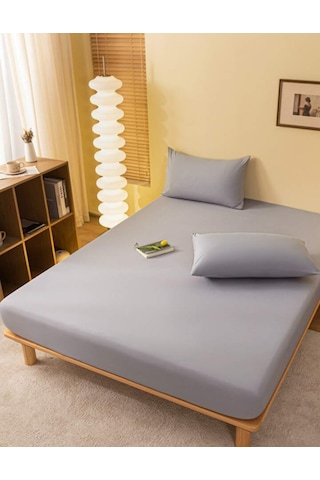 Totem Ranforce Pamuklu Gri Yastık Kılıflı Lastikli Çarşaf