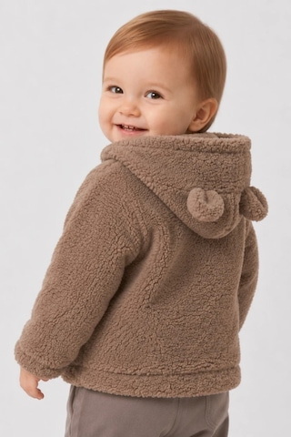 Wofim Kids Bebek Kapüşonlu Peluş Mont Kahverengi