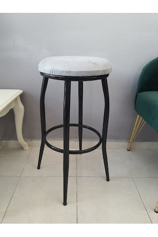 Dekoratif Bar Tabure Kara Inci Gri
