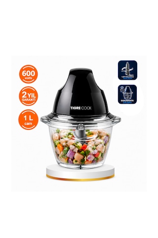 Tigrecook TG-8005G Instantchopper Fit 1 L Cam Hazneli Et Kıyma & Sebze Rondo Doğrayıcı Çift Çelik Bıçak