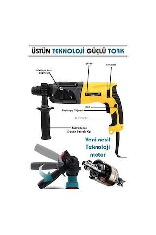 Assur ASR520 850 W Darbeli Kırıcı Delici Hilti Sarı
