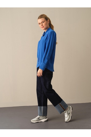 Xint Mavi Oversize Vatkalı Gömlek 750978
