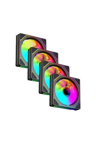 4 Adet 120x120x25mm Double Ring Aynalı Argb 12cm Kasa Fanı Siyah