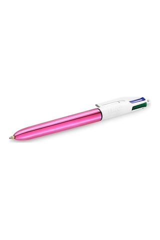 4 Colours Shine Pembe Gövde Tükenmez Kalem 12'li Kutu, 4 Renk Mavi, Siyah,yeşil Ve Kırmızı , 1.0 Mm. Uç Genel