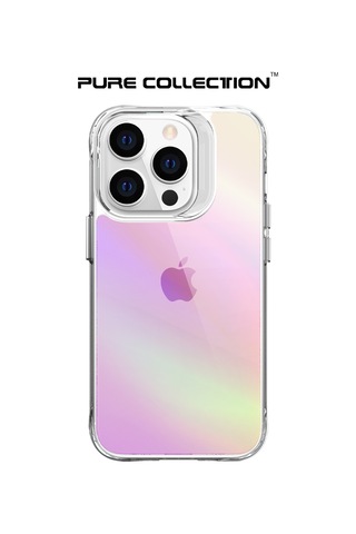 Bix Apple Uyumlu iPhone 14 Pro Max Pure Rainbow Renk Geçişli Şeffaf Kılıf Çizilmeye Dayanıklı Darbe Emici Pembe