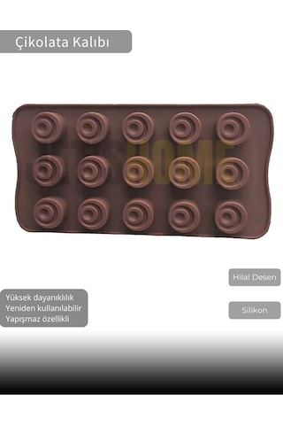 Hilal Desen Çikolata Kalıbı Bpa Free Buz Kalıbı Silikon Tatlı Kalıbı Yapışmaz Kalıp Kahverengi