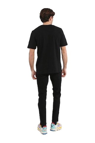 Jack & Jones Pin 12249605 Logo Baskılı Erkek Tişört Siyah