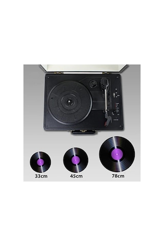 Jng-1032spk Nostaljik Pikap Plakçalar 33-45-78 Lik Plak Uyumlu Plak Çalar Bluetooth Lu Aux Usb Girişli Mp3 Çalar Bond Çanta Tipi Pikap