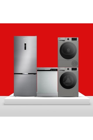 Arçelik Buzdolabı 270475 EI - Bulaşık 6444OKI - Çamaşır 9120DMXS - Kurutma 900KMXS 4'lü Set