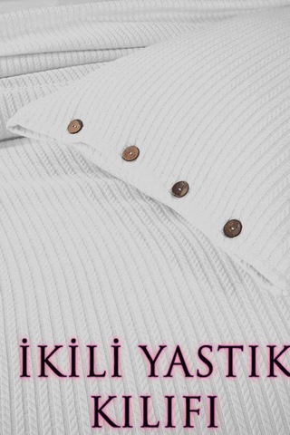 Örgü Desen Yastık Kılıfı 2 Adet Beyaz