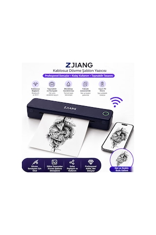 Netum Zjiang Bluetooth Taşınabilir Profesyonel Dövme Şablonu Tattoo Yazıcısı Termal Yazıcı Siyah