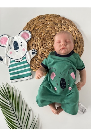 Koala Soğuk Yeşil Baskılı Tulum Kukla Hediyeli Yeşil