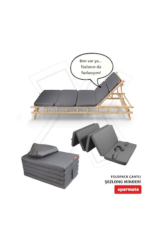 Xpermate Katlanır Şezlong Minderi Çantalı Cepli Foldpack 30x60gri