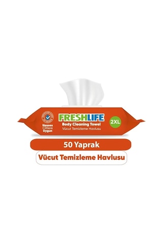 Freshlife Hasta Vücut Temizleme Islak Mendil Havlu 50 Yaprak Xl 18 Li Set 2xl L