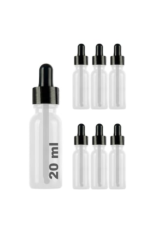 Afracam Şeffaf 20 Ml Kapaklı Dropper Damlalık Cam Şişe 6 Adet Siyah