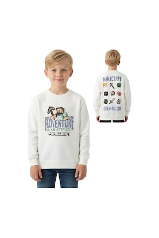 Seabubbles Minecraft Çocuk Sweatshirt St09626 KREM