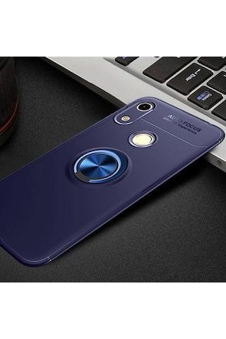 Huawei Y6s 2019 Kılıf Yüzüğü Stant Ve Araç Tutucu Olabilen Şık Esnek Premium Silikon Kapak Ryc/ravel Mavi