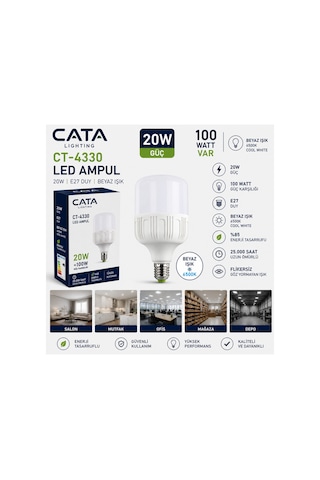 Ct-4330 20w Led Ampul Beyaz Cool White Led Ampul 100 Watt Var Tekli