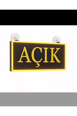 Açık Yazılı Led Işıklı Tabela Sarı - Siyah
