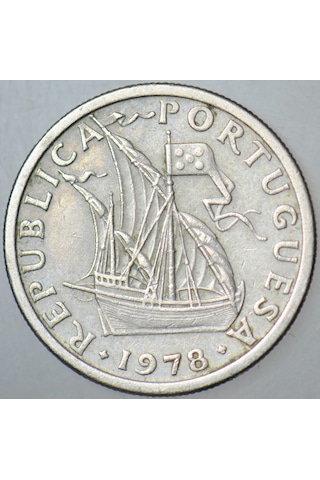 Portekiz 2,5 Eskudo 1978 Yelkenli - Gemi - Denizcilik Temalı.