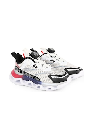 Pepino Çocuk Spor Ayakkabı Çevirmeli Döner Kilitli Pratik Mekanizma Nefes Alabilir File Kumaş Hafif Taban Sneaker 2191 Beyaz-siyah-kırmızı