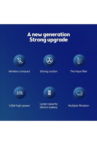 Fortunelane Q8 9000pa Güçlü Emişli Süpürgesi, Katlanabilir Led Işıklı, Ev & Araç Kullanımı