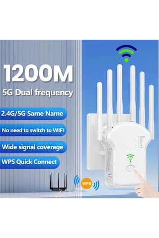 Sones Urant U13 1200mbps 2.4g/5g Çift Bant Wifi Tekrarlayıcı Sinyal Amplifikatörü Ab Fişi Beyaz