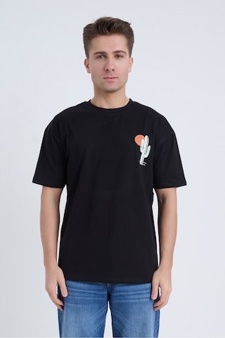 Velvoria Unisex Oversize Siyah Cactus T-shirt