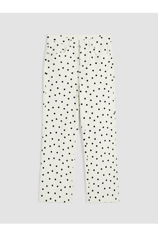 Lcw Modest Ekru Puantiyeli Straight Fit Kadın Jean Pantolon