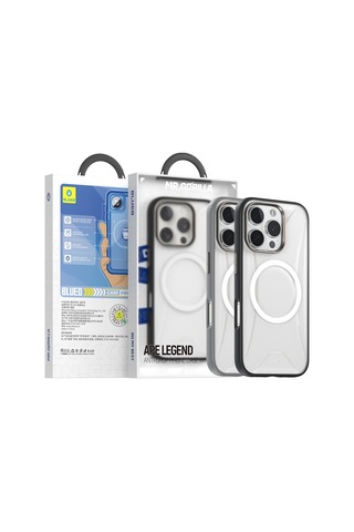 Apple Uyumlu iPhone Blueo Ape Legend Serisi 16 Pro Siyah Anti drop Mags