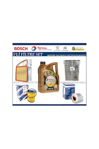 Peugeot Partner 1.6 Hdi Euro 5 Filtre Bakım Seti + Motor Yağı
