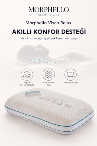 Morphello Visco Relax Memory Foam Boyun Destekli Yastık 40x60 Cm Tencel Fermuarlı Yıkanabilir Kılıf Görsel Üzerindeki Daha Sade İsim İse: Beyaz