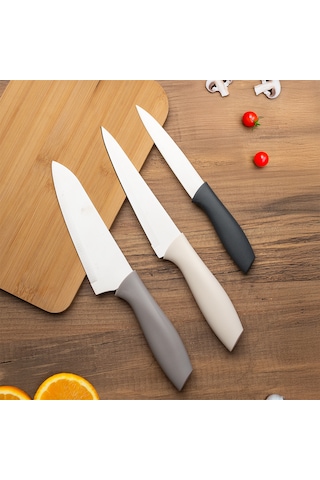 Porsima 3156-3'lü Bıçak Seti Meyve Et Doğrama Bıçağı Şef Bıçağı Çok Renkli