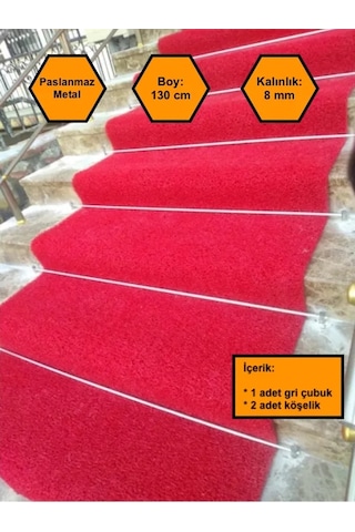 Gri Halı Tutturgaç Çubuğu, Halı Yolluk Kilim Sabitleme Aparatı 130 Cm Gri