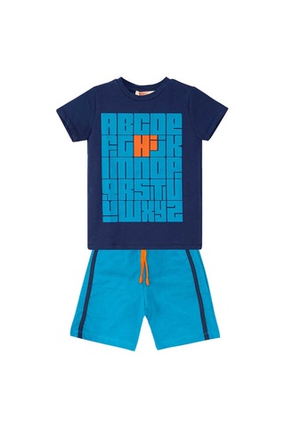 Denokids Alfabe Erkek Çocuk T-shirt Şort Takım Çok Renkli