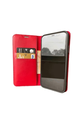 Oppo A6t Cüzdan Kapaklı Kılıf Kartlıklı Cüzdanlı Standlı Kopçalı Kırmızı
