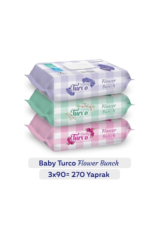 Baby Turco Flower Bunch Islak Havlu 3X90 (270 Yaprak)
