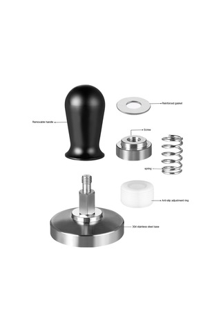 Leezsing Barista İçin Kalibre Edilmiş Espresso Tamper Kahve Tozu Presi, Düz Tabanlı 51mm, 304 Paslanmaz Çelik, Paslanmaz, Siyah Ergonomik Sap