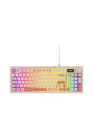 Everest Kb-79 Sılent Pro Bej-pembe-turuncu Sessiz Rgb Q Membrane Oyuncu Klavyesi